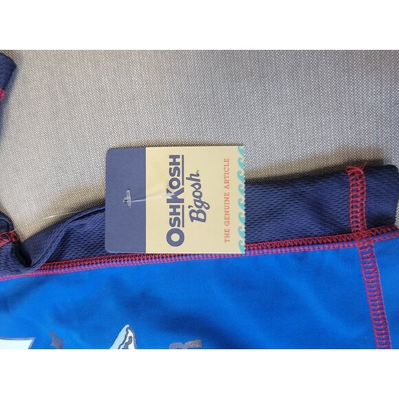 Toddler Boys OshKosh Bgosh Deep Sea Shark Diver Swim Shirt 24MO Blue Polyester - Picture 2 of 6